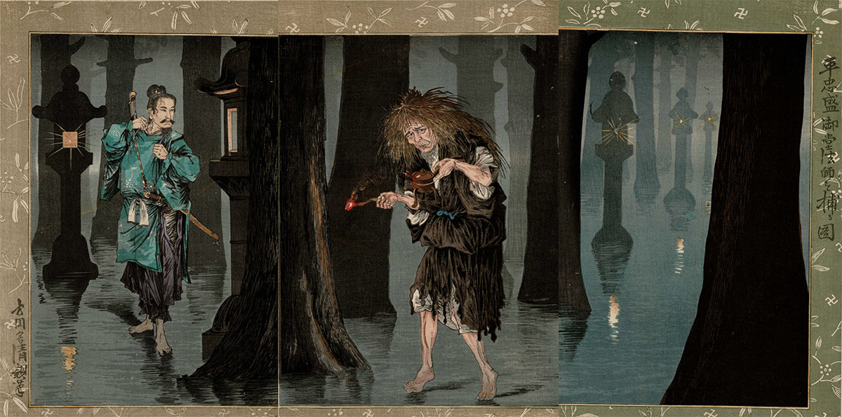 かさねグラフィカ「平忠盛御堂法師を捕る図」 小林清親 明治10年