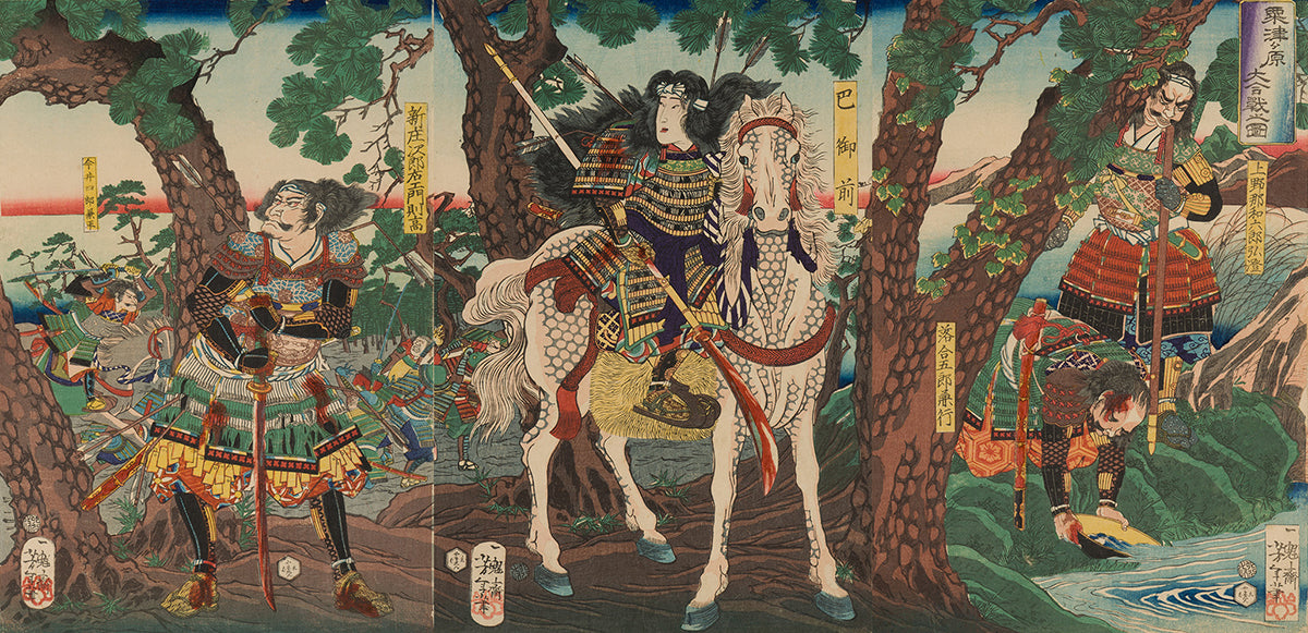 Kasanes Graphica “Big fighting on Awatsuhara” (Tomoe Gozen) Yoshitoshi Tsukioka 1867