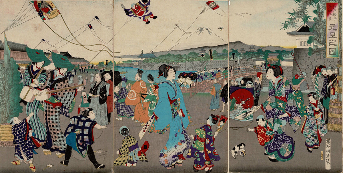 Kasanes Graphica “Edo Sunaga yearly events, New Year’s Day” Chikanobu Yoshu 1885 