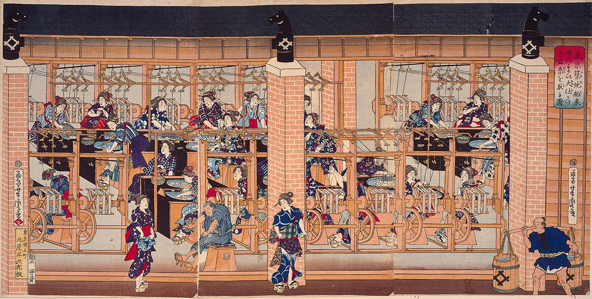 Kasanes Graphica “Tokyo Tsukiji, imported Silk clothing machine picture” Yoshitora Utagawa 1872